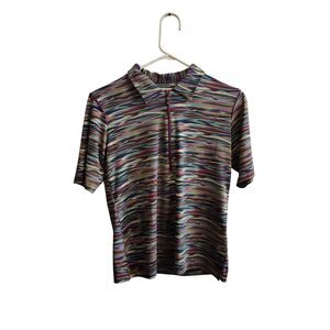 Sport Haley Women's Small Abstract Print 1/4 Zip Short Sleeve Golf‎ Polo